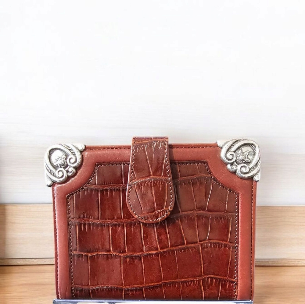 BRIGHTON Vintage Dark Brown Leather Passport Cover